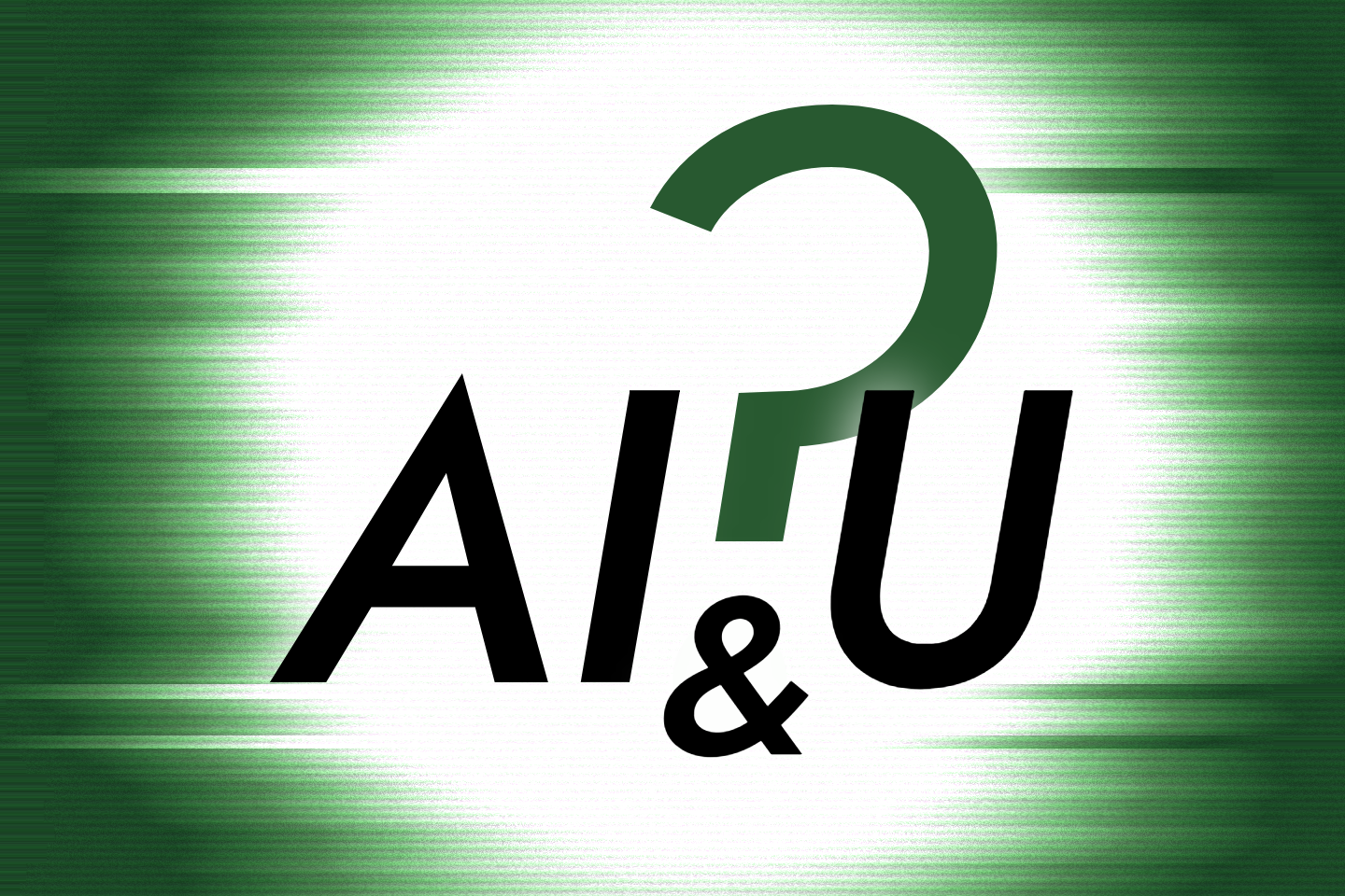 The letters A, I and U, with a question mark in between them